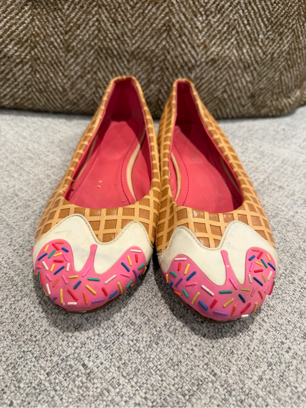 Shoe Bakery Ice Cream Cone Ballet Flats in Pink and Tan